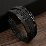 Punk Stainless Steel Charm Men Bracelet Magnetic Clasp Braided