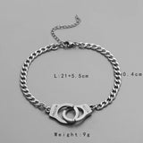Punk Stainless Steel Handcuffs Chain Bracelets Men Wrist Jewelry Gift