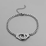 Punk Stainless Steel Handcuffs Chain Bracelets Men Wrist Jewelry Gift