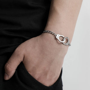 Punk Stainless Steel Handcuffs Chain Bracelets Men Wrist Jewelry Gift