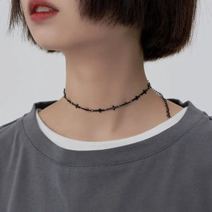 Punk Stainless Steel Cross Choker Necklace for Women Girls