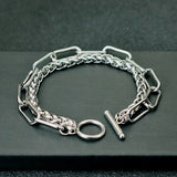 Punk Stainless Steel Double-Layer Chain Bracelet Charms OT Buckle