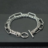 Punk Stainless Steel Double-Layer Chain Bracelet Charms OT Buckle