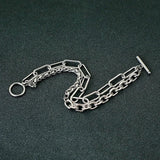 Punk Stainless Steel Double-Layer Chain Bracelet Charms OT Buckle