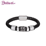 Punk Stainless Steel Mens Leather Bracelet Magnetic Buckle Wristband