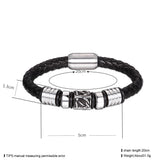 Punk Stainless Steel Mens Leather Bracelet Magnetic Buckle Wristband