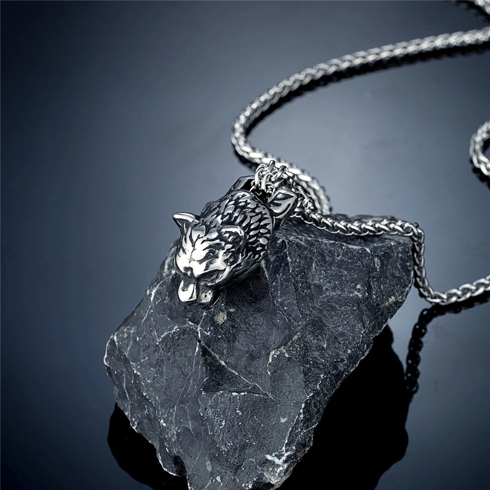 Punk Stainless Steel Lion Head Necklace Hip-hop Jewelry
