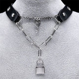 Punk Stainless Steel Lock Heart Key Necklace