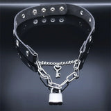 Punk Stainless Steel Lock Heart Key Necklace