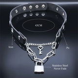 Punk Stainless Steel Lock Heart Key Necklace