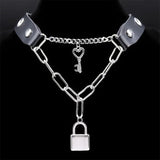 Punk Stainless Steel Lock Heart Key Necklace