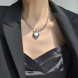 Punk Stainless Steel Heart Pendant Necklace