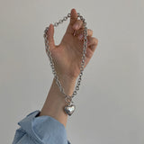 Punk Stainless Steel Heart Pendant Necklace