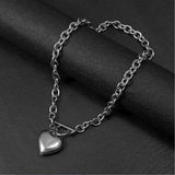 Punk Stainless Steel Heart Pendant Necklace