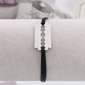 Punk Stainless Steel Multicolor Rope Blade Frame Bracelet