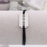 Punk Stainless Steel Multicolor Rope Blade Frame Bracelet
