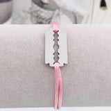 Punk Stainless Steel Multicolor Rope Blade Frame Bracelet