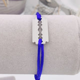 Punk Stainless Steel Multicolor Rope Blade Frame Bracelet