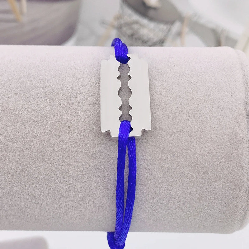 Punk Stainless Steel Multicolor Rope Blade Frame Bracelet