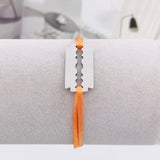 Punk Stainless Steel Multicolor Rope Blade Frame Bracelet