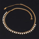 Punk Stainless Steel Pearl Necklace for Women