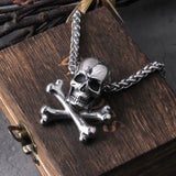 Punk Stainless Steel Skull Chain Pendant Necklace Vintage Hip Hop for Men