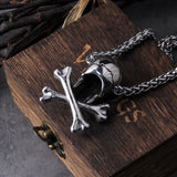 Punk Stainless Steel Skull Chain Pendant Necklace Vintage Hip Hop for Men