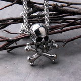 Punk Stainless Steel Skull Chain Pendant Necklace Vintage Hip Hop for Men