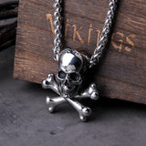 Punk Stainless Steel Skull Chain Pendant Necklace Vintage Hip Hop for Men