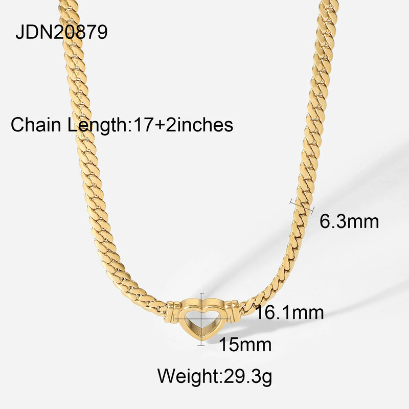 Punk Snake Chain Necklace 14K Hollow Heart Choker Non Tarnish Women Girls