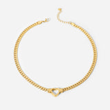 Punk Snake Chain Necklace 14K Hollow Heart Choker Non Tarnish Women Girls