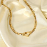 Punk Snake Chain Necklace 14K Hollow Heart Choker Non Tarnish Women Girls
