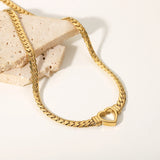 Punk Snake Chain Necklace 14K Hollow Heart Choker Non Tarnish Women Girls