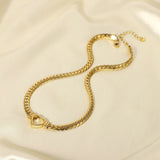 Punk Snake Chain Necklace 14K Hollow Heart Choker Non Tarnish Women Girls