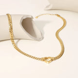 Punk Snake Chain Necklace 14K Hollow Heart Choker Non Tarnish Women Girls