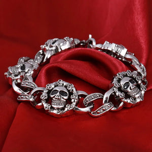 Men's Punk Stainless Steel Wrap Bracelet Skull Charm Jewelry
