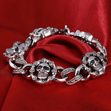 Men's Punk Stainless Steel Wrap Bracelet Skull Charm Jewelry