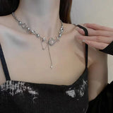 Punk Star Pendant Pearl Necklace Asymmetric Baroque Stainless Steel Jewelry