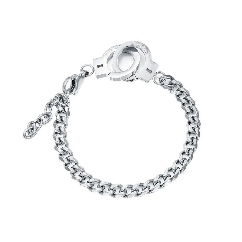 Punk Steel/Rose Handcuffs Bracelet Bangles For Women