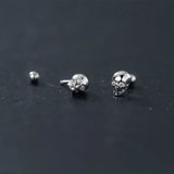 Punk Style 18K 925 Sterling Silver Skeleton Skull Stud Earrings