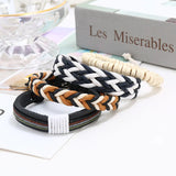 Punk Leather Bracelet Set Classic Wood Beads Charm Bangles Homme Male Gift