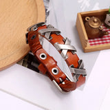 Punk Style Cross Leather Bracelet Vintage Wristband Bangle