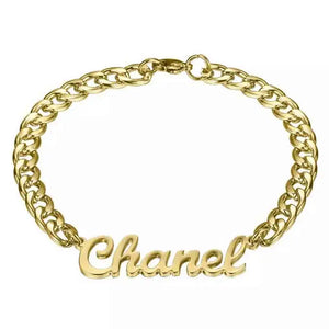 Punk Style Cuban Chain Name Anklet for Women Stainless Steel