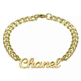 Punk Style Cuban Chain Name Anklet for Women Stainless Steel