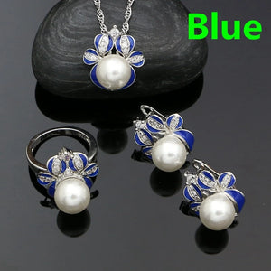 Punk Style Enamel Jewelry Set 925 Sterling Silver for Girls