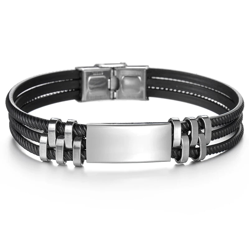Punk Engraved Letters Bracelet Titanium Steel Jewelry