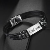 Punk Engraved Letters Bracelet Titanium Steel Jewelry
