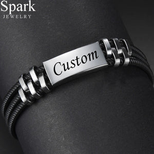 Punk Engraved Letters Bracelet Titanium Steel Jewelry
