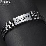 Punk Engraved Letters Bracelet Titanium Steel Jewelry