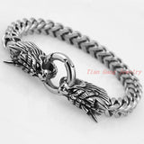 Stainless Steel Dragon Head Bracelet Silver 21.5cm